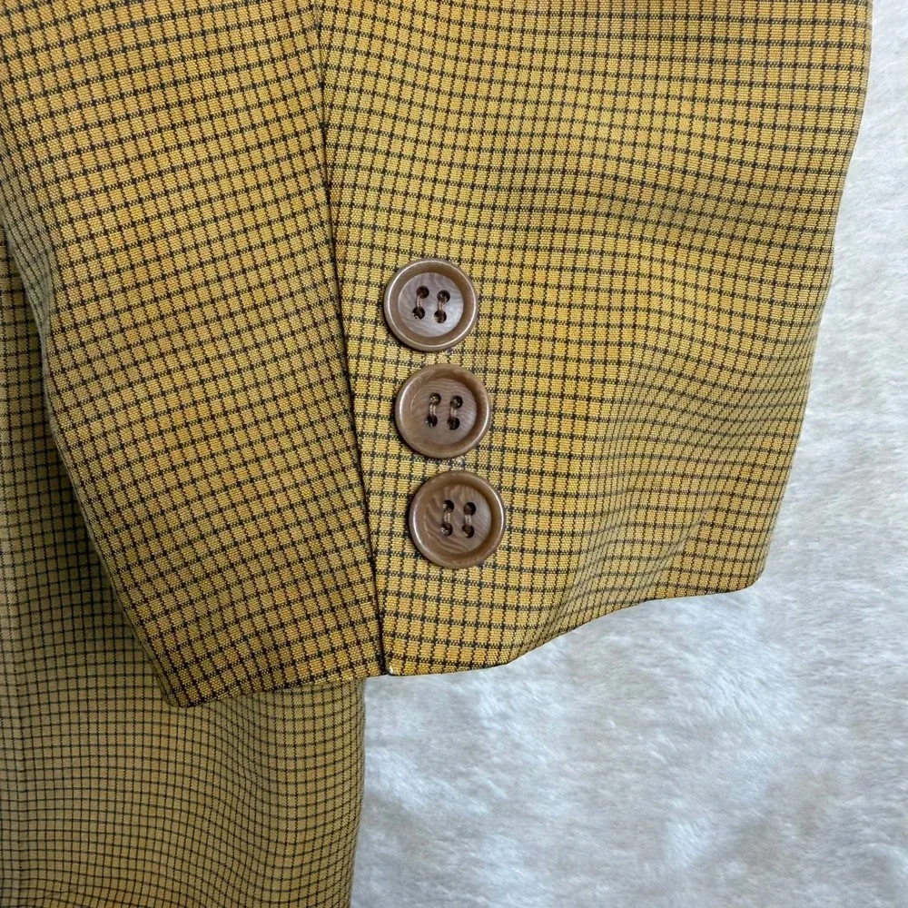 Ermenegildo Zegna Soft 100% Silk Blazer Sport Coat Micro Check Mens 38R‎ Italy